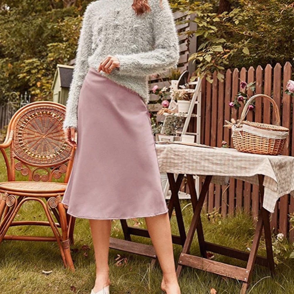 Blush pink midi skrt